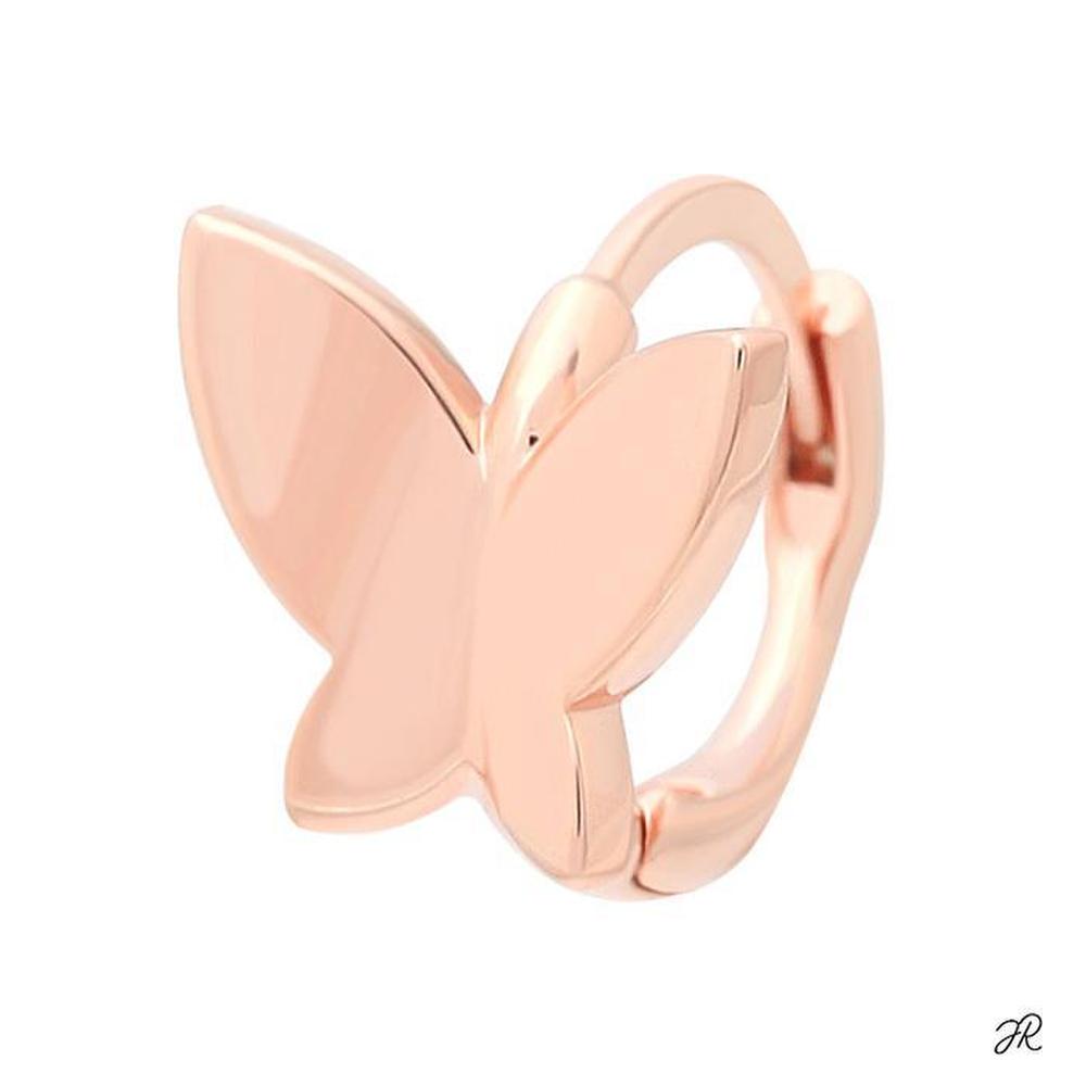Celine 14K Gold Needle Rose Gold Butterfly Bangle Ring Piercing Earrings (S8539096)