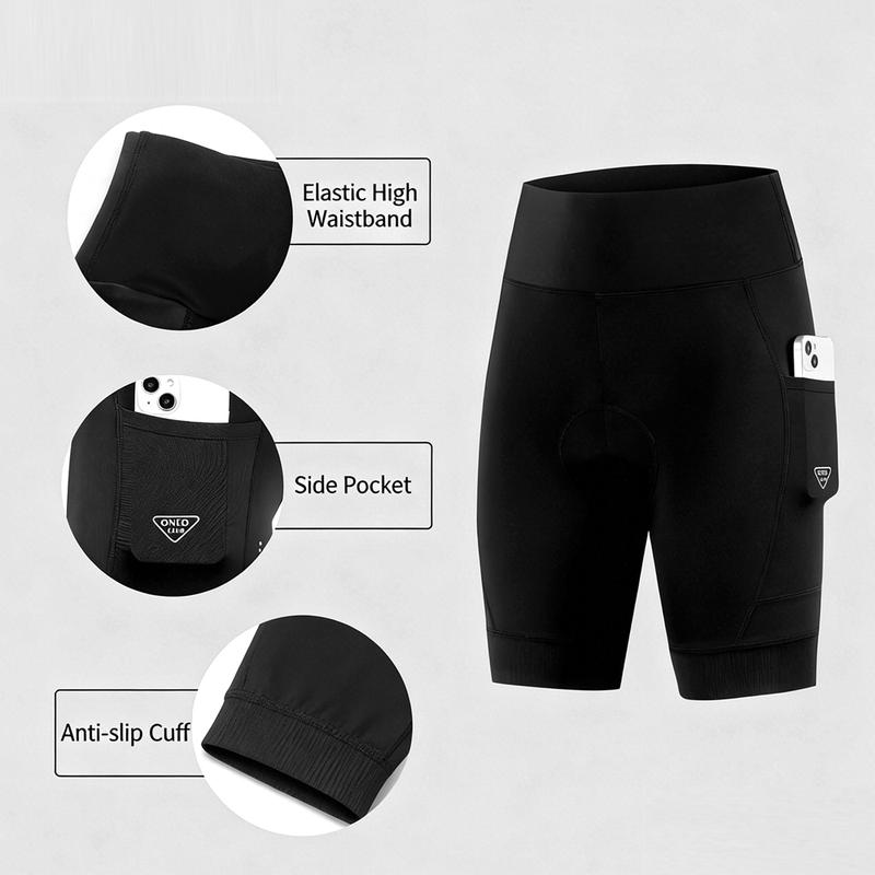1PCS Padded Bike Shorts Women 4D Padding Cycling Shorts with Pocket Road Mountain Ride Womens Biking Bicycle Biker Shorts