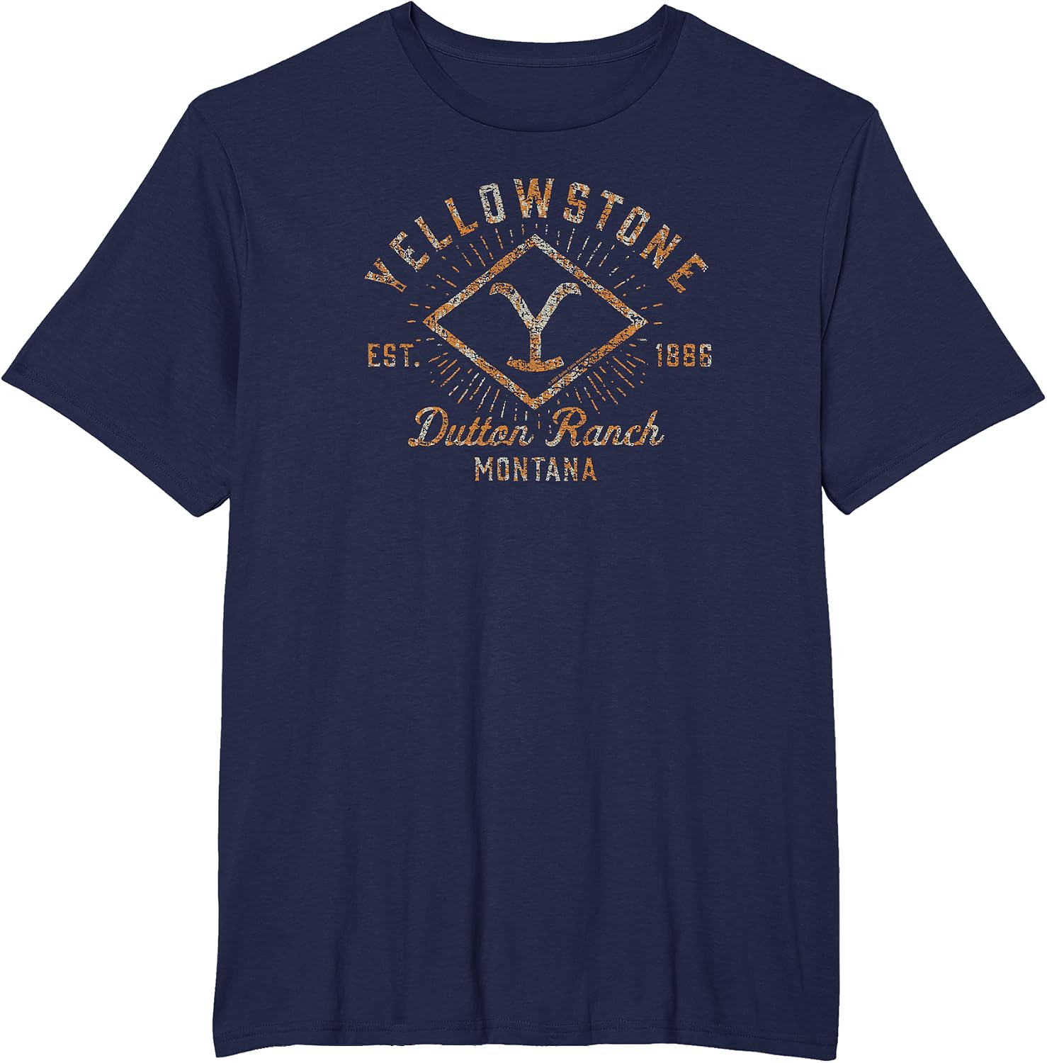 Yellowstone Sunburst Logo Dutton Ranch Men T Shirt 4XL темно-синий