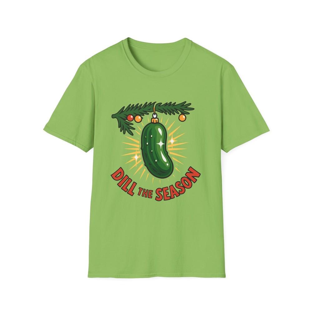 Unisex Softstyle T-Shirt Funny Pickle Ornament Holiday Evergreen Christmas