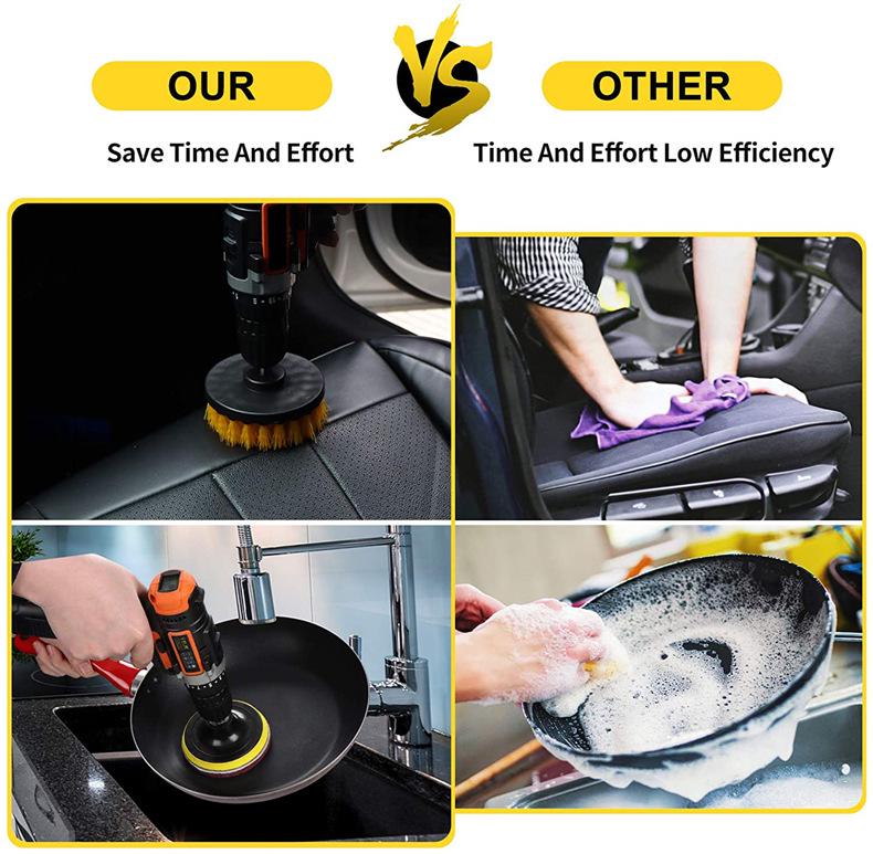 12-Piece Electric Cleaning Brush Set - Yellow Drill Attachments for Floor & Wall Descaling and Polishing