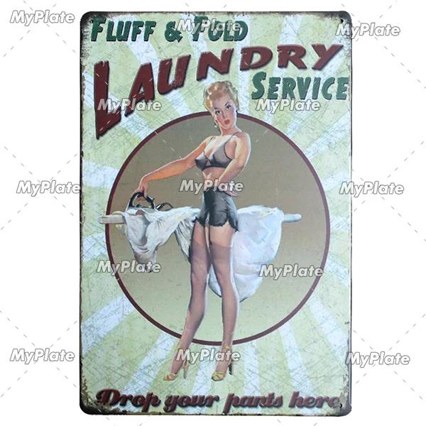 [MyPlate] Wäscherei-Vintage-Metallschild, Blechschild, Toilettendekoration, Männerhöhle, Plakette für Zuhause, Wanddekoration, Barschild, Heimdekoration, Heimposter