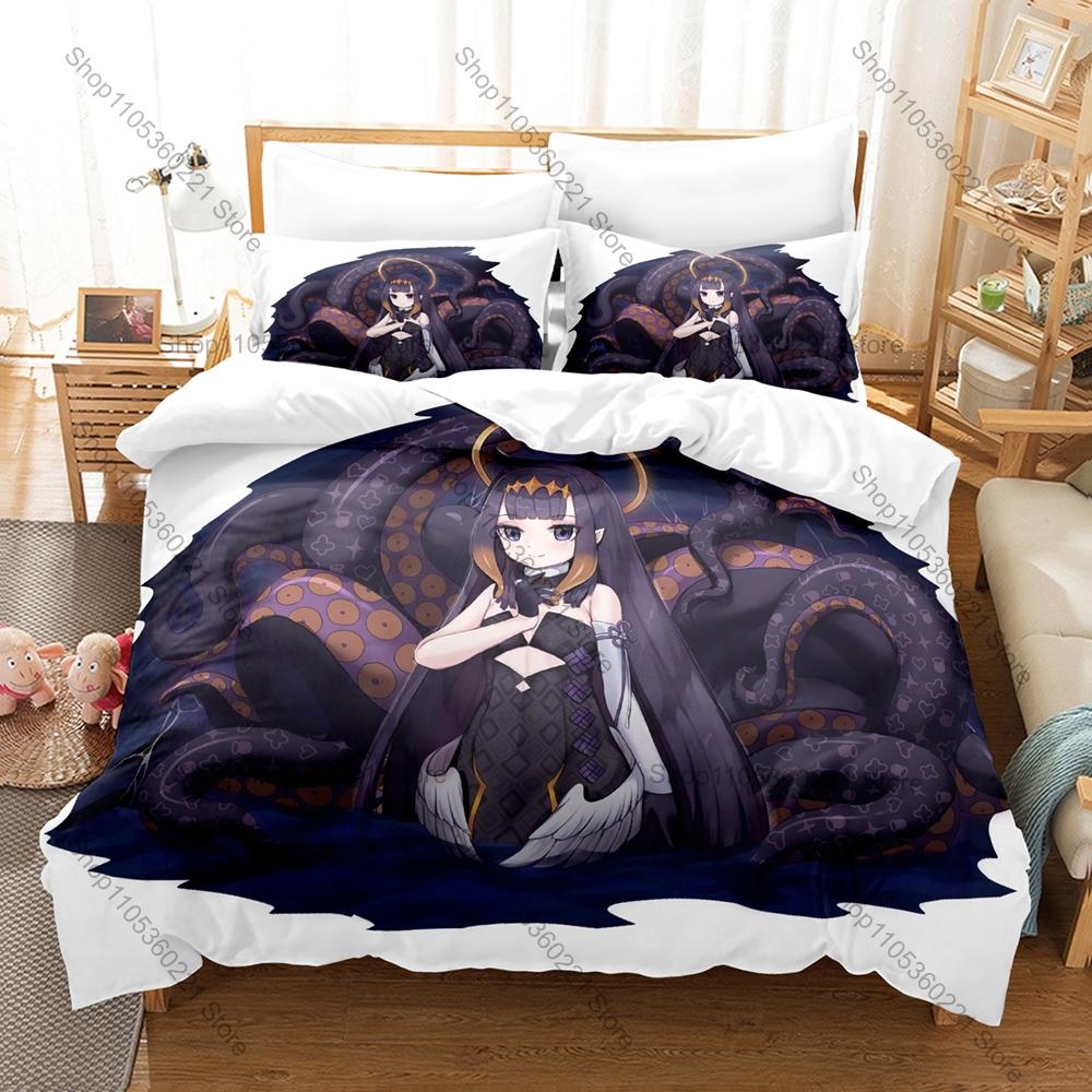 Popular Ninomae Ina'nis Duvet Cover + 2 Pillowcases, Tako Tentacle Design Bedding Set All Season Use for Ina'nis Enthusiasts