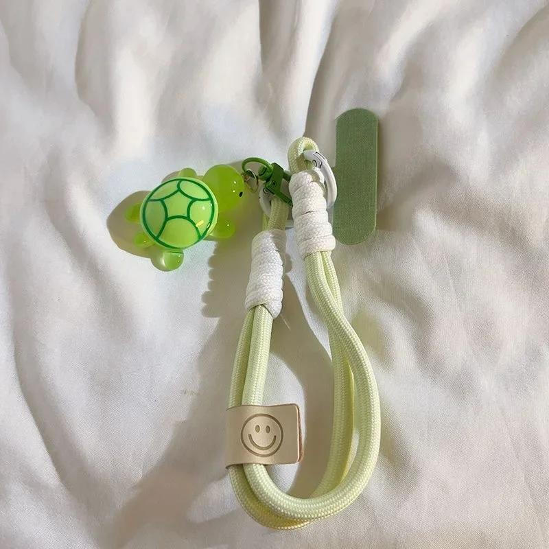 Universal Braided Mobile Phone Lanyard Strap Cartoon Turtle Hanging Chain Ring Cord with Patch Wrist Strap Cell Phone Detachable