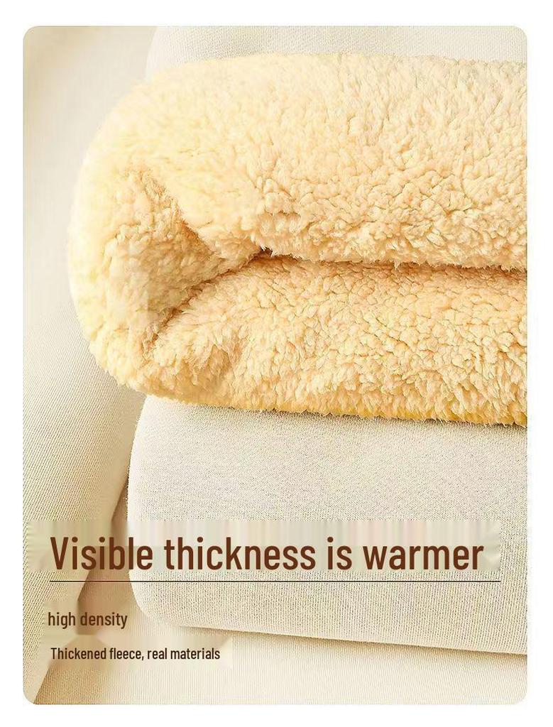 Men's 2024 Winter Thick Lambswool Hoodie - Round Neck, Solid Color, Long Sleeve, Velvet-Enhanced Warm Fleece.