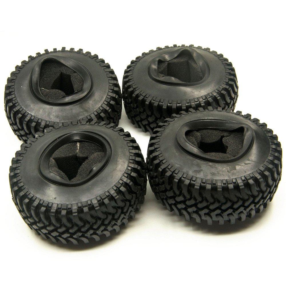 RC Car Inch 100mm Beadlock Wheel Rim Rubber Tire for Axial SCX10 Tamiya CC01 RC4WD D90 D110 RC Car Tire Parts Felgen Tyre 1.9 110 (4pcs)