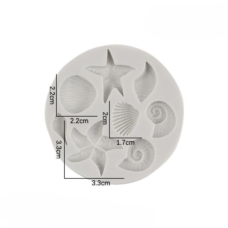 1pc Marine Theme Silicone Mold 3D Seashell Conch Starfish Coral Fondant Mold for DIY Pudding Chocolate Candy Desserts Gummy Cupcake Handmade Soap