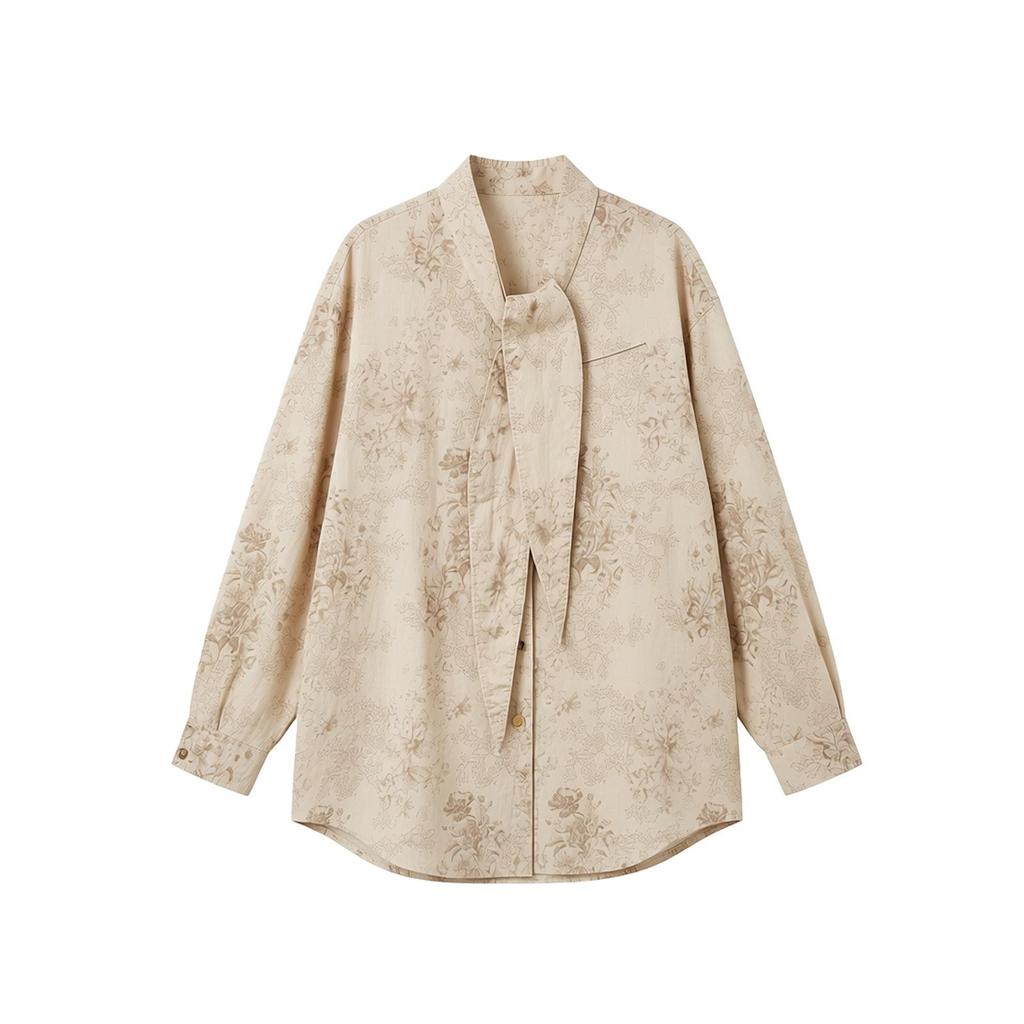 2026 Spring Floral Women's Elegant Loose Long Sleeve Top - New Chinese Style