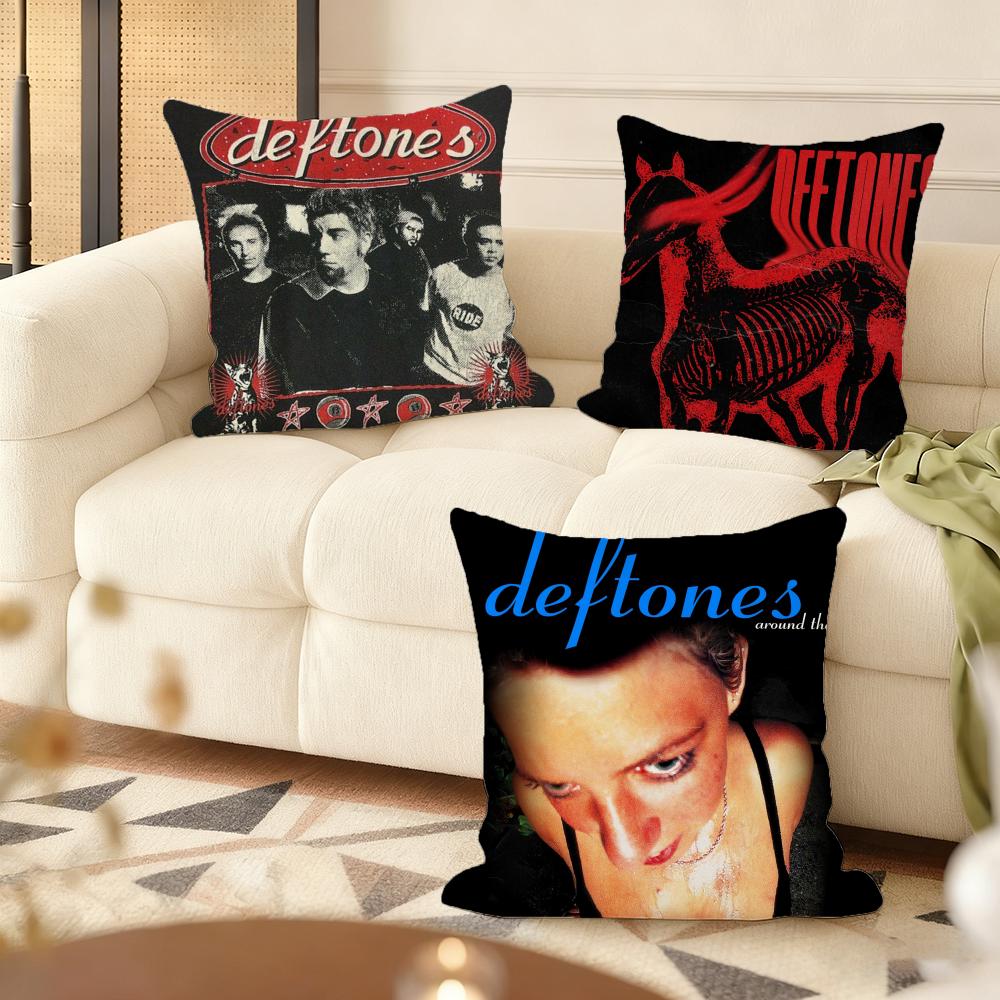 Cushion Cover Silky Short Plush Home Sofa Cushion Cover - Invisible Zipper Home Decoration Cool D-Deftones Band