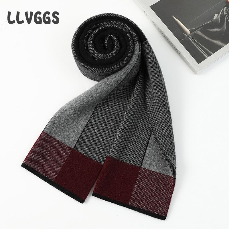 

Cashmere Men s Scarf Knitted Cashmere Men s Scarf Business Fashion Scarf Cashmere Warm Scarf Men s 180cm чорний колір сірий
