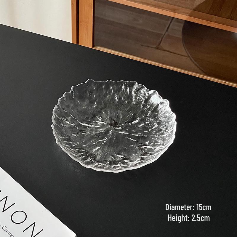 

Glass Glacier Fruit and Snack Plate for Living Room Coffee Table - Elegant Light Luxury Design