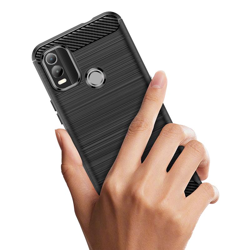 Per Nokia C21 Plus c21+ Custodia Opaca Antiurto Lussuosa Cover Protettiva per Telefono per nokia c21plus Custodie Posteriori Morbide in Fibra di Carbonio