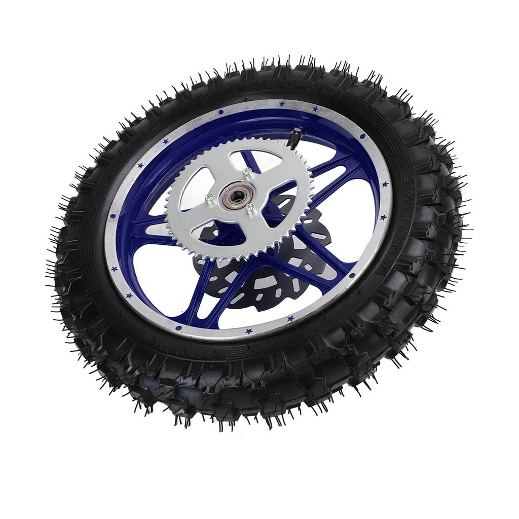 2.5‑10in Rear Wheel Assembly with Tire Disc Bearing Sprocket Nonslip Blue for Off Road Motorcycle Dirt Pit Bike