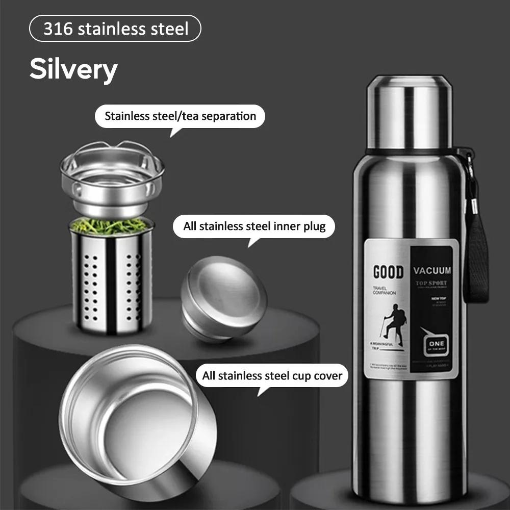 1000ML Stainless Steel Thermos Bottle Sport Thermal Water Bottle Keep Cold and Hot Insulated Cup Outdoor Campping Vacuum Flasks
