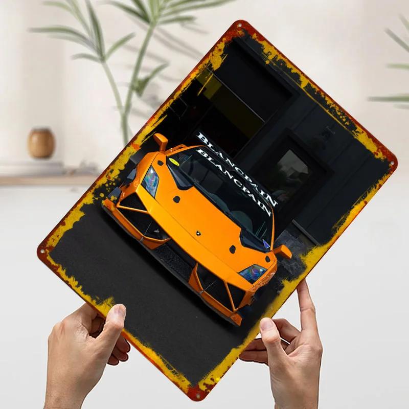 Sports Car Race Car Poster Customized Vintage Metal Signs Wall Art Retro Tin Plaque for Garage Coffee Bar Accessories Man Cave