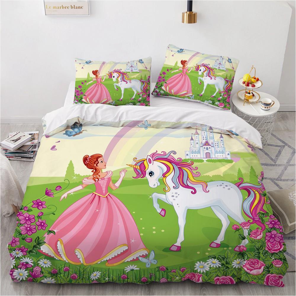 1 Cartoon unicorn Duvet Cover Pillowcase Bedding Set  Adult Boys Girls Bedroom Decoration Children Gift Single Double Large Size