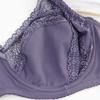 French Floral Design Plus Size Women's Full Coverage Bra Thin Breathable Single Layer Lace Underwear with Steel Support
