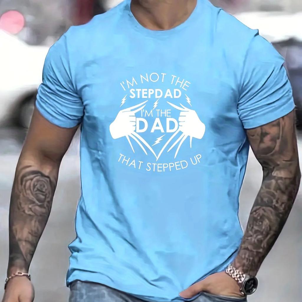 Summer Casual Loose Size 100% Cotton Dad Stepped 'Stepdad Print Round Neck Short Sleeve T-shirt Top