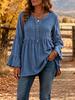 Women V Neck Ruffle Sleeve Blouse Casual Loose Fit Frill Tunic Top