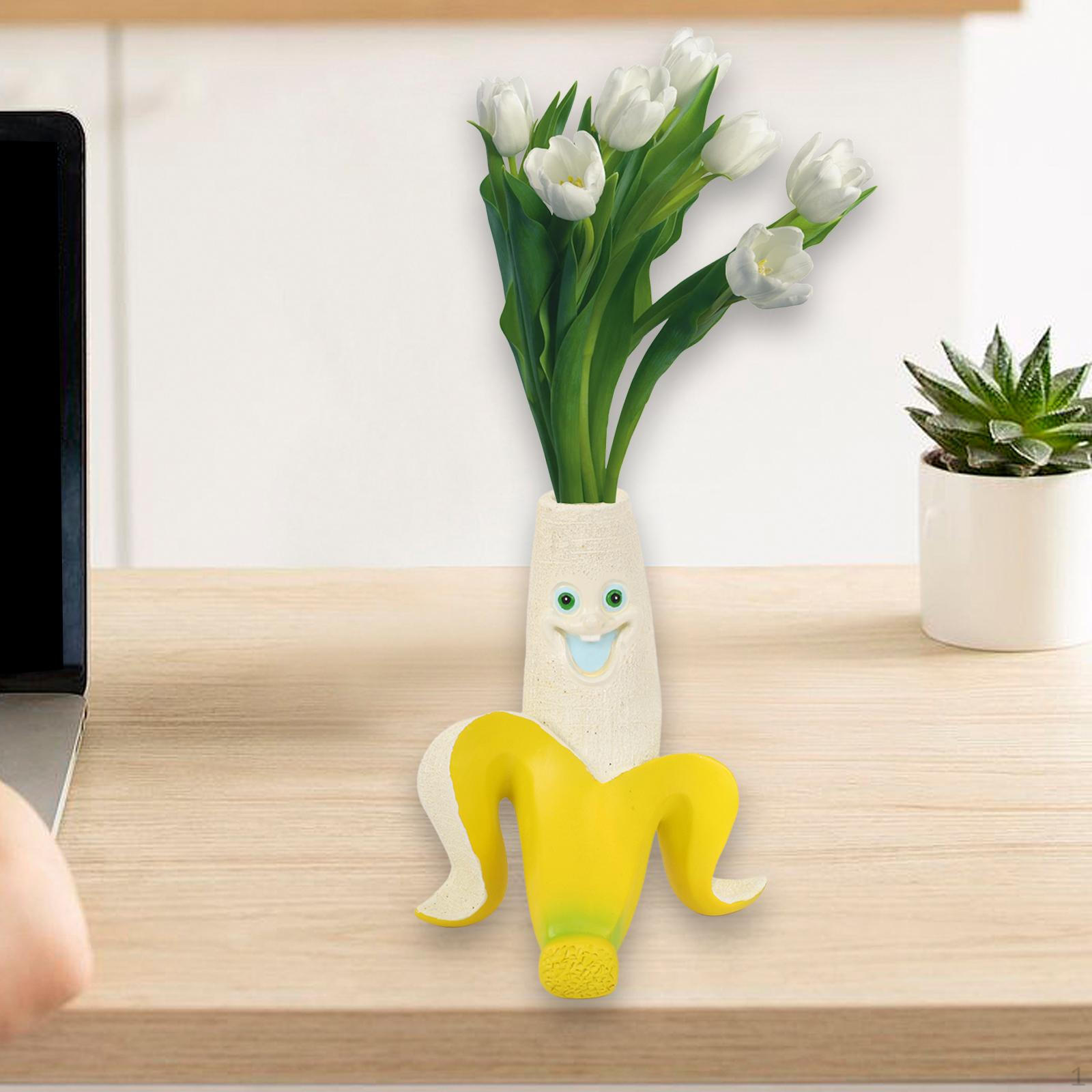 

Мультяшная ваза с цветочным узором в форме растений, милая скульптура, декоративное украшение стола, работа для обеда Banana