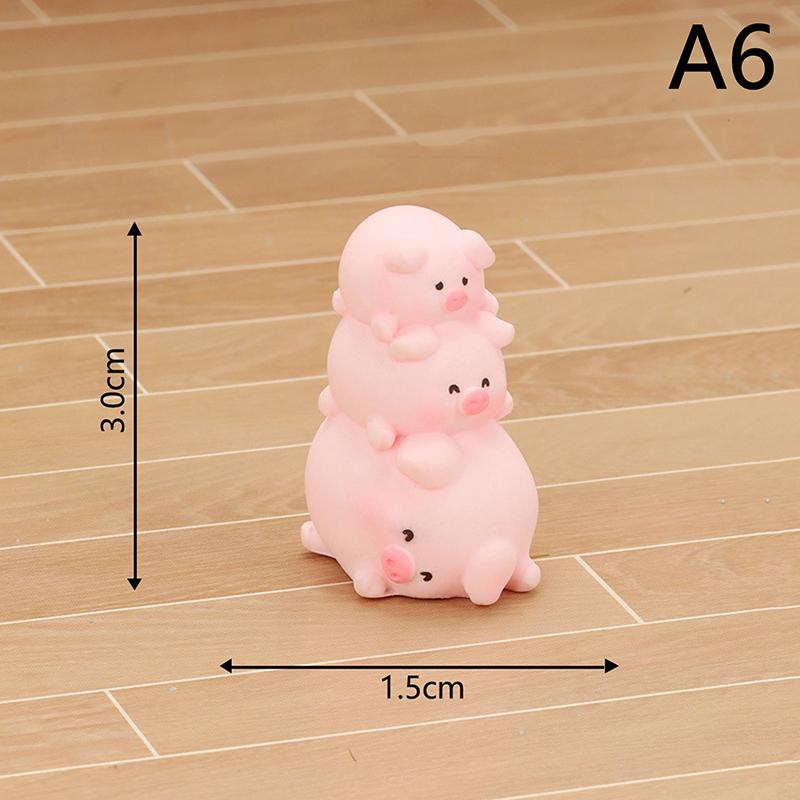 Mini Cute Pig Figurine Animal Model Moss Micro Landscape Home Decor Miniature Fairy Garden Decoration Accessories