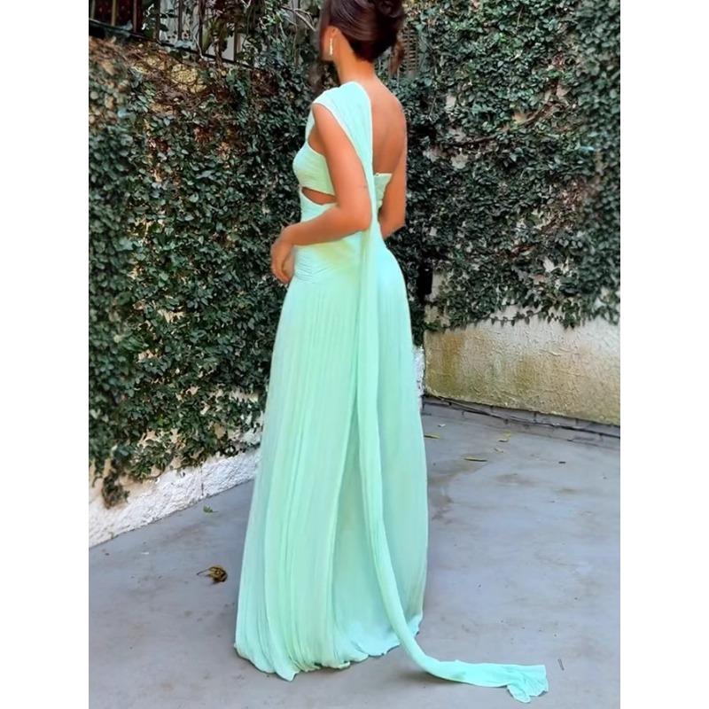 Women's Fashion Tube Top Pleated Dress Streamer Slim Slim
