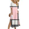 Damenmode Sommerkleid mit Farbblock-Patchwork-Print, lässiges Strandkleid, schmales Urlaubskleid