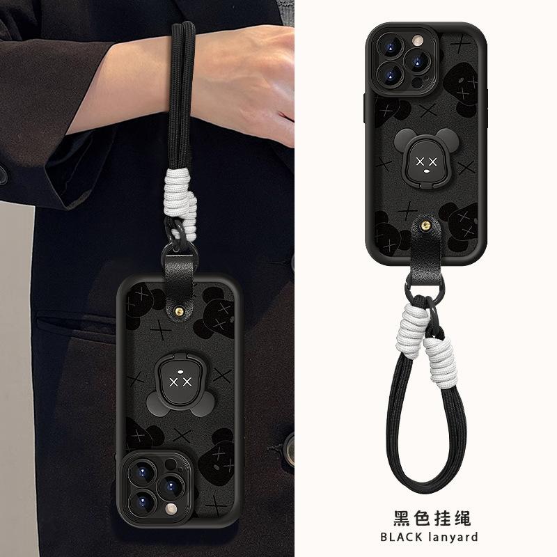 Violent Bear Bracket Lanyard for Apple 11PRO Lambskin Mobile Phone Case 11 Silicone Anti-drop 11/11/11/11