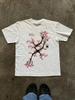 Kirschblüte Sakura Blumendruck Damen T-Shirt, Rundhals Kurzarm Grafik-T-Shirt, Japanischer Stil Lässiges Tägliches Oberteil