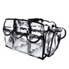Clear PVC Makeup Bag with 4 External Pockets Tissue Hole Transparent PVC Toiletry Bag for Home Travel Use