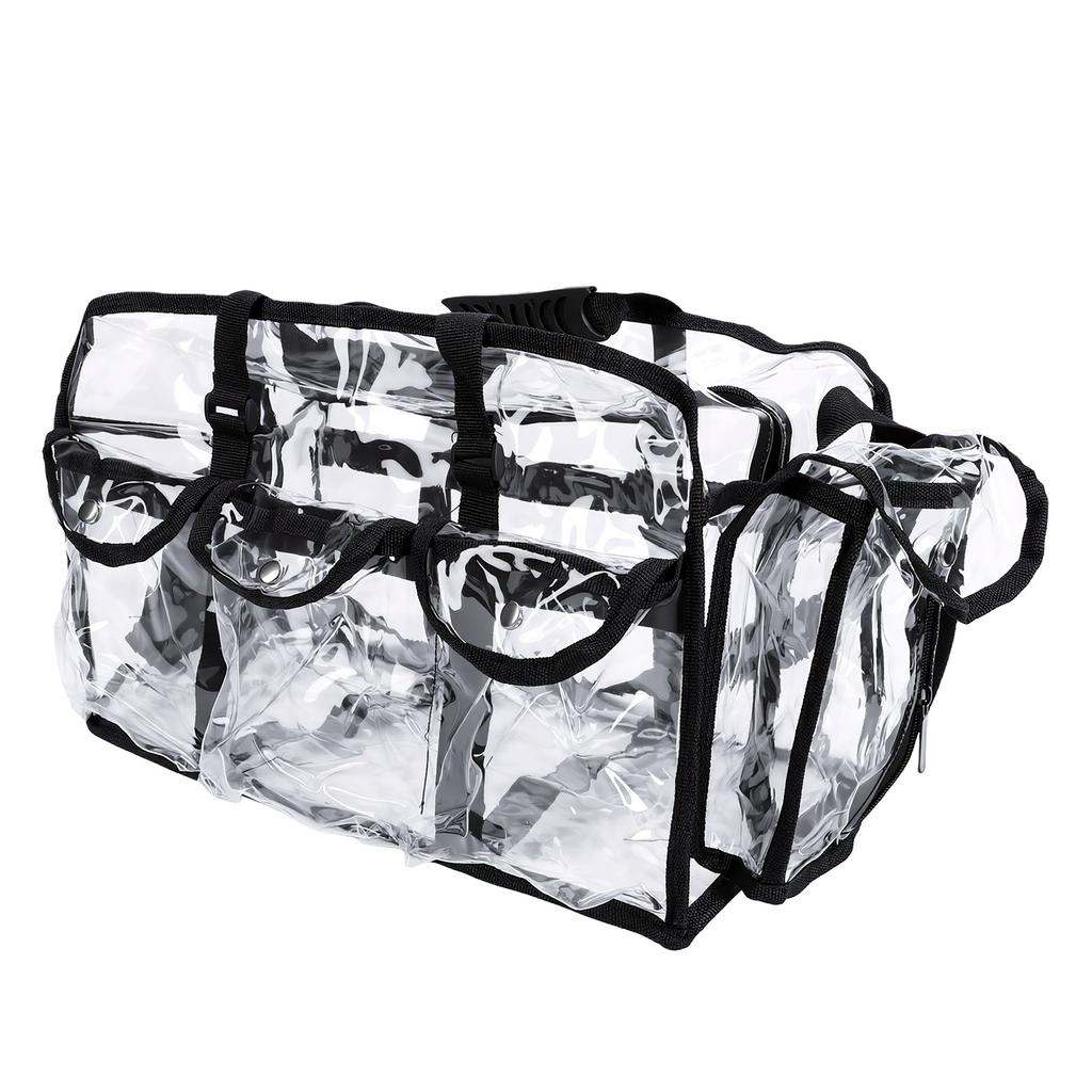 Clear PVC Makeup Bag with 4 External Pockets Tissue Hole Transparent PVC Toiletry Bag for Home Travel Use