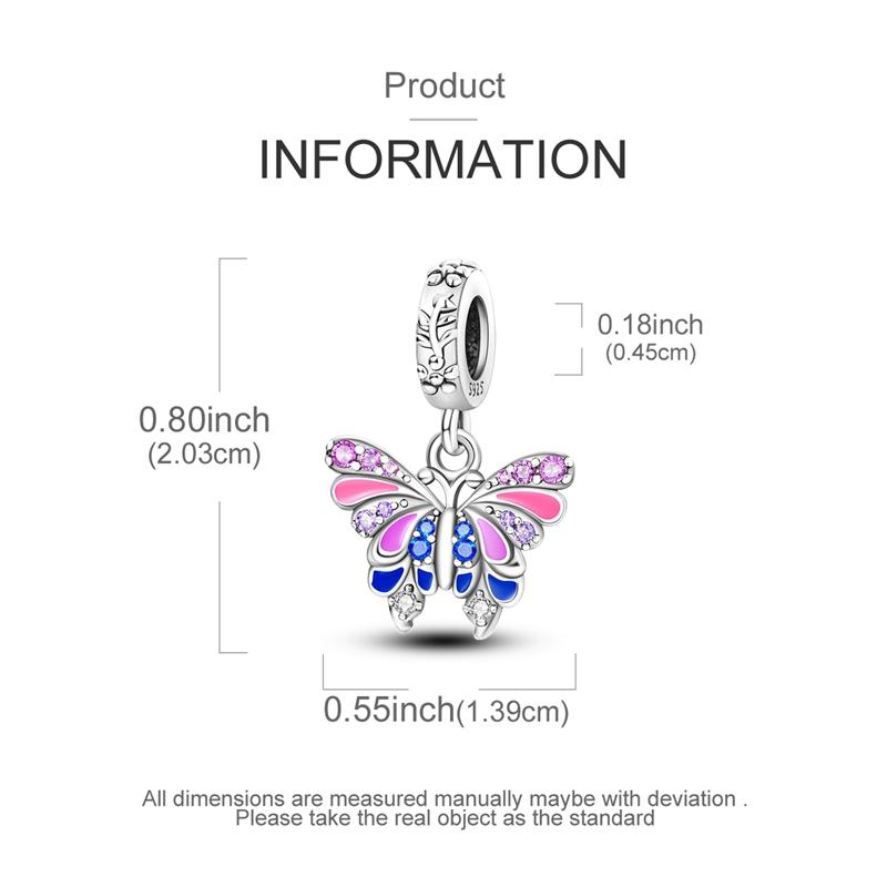 100% Real Copper Charms Bead Luminous Butterfly Dangle Fit Original Bracelet Diy For Woman Jewelry Party