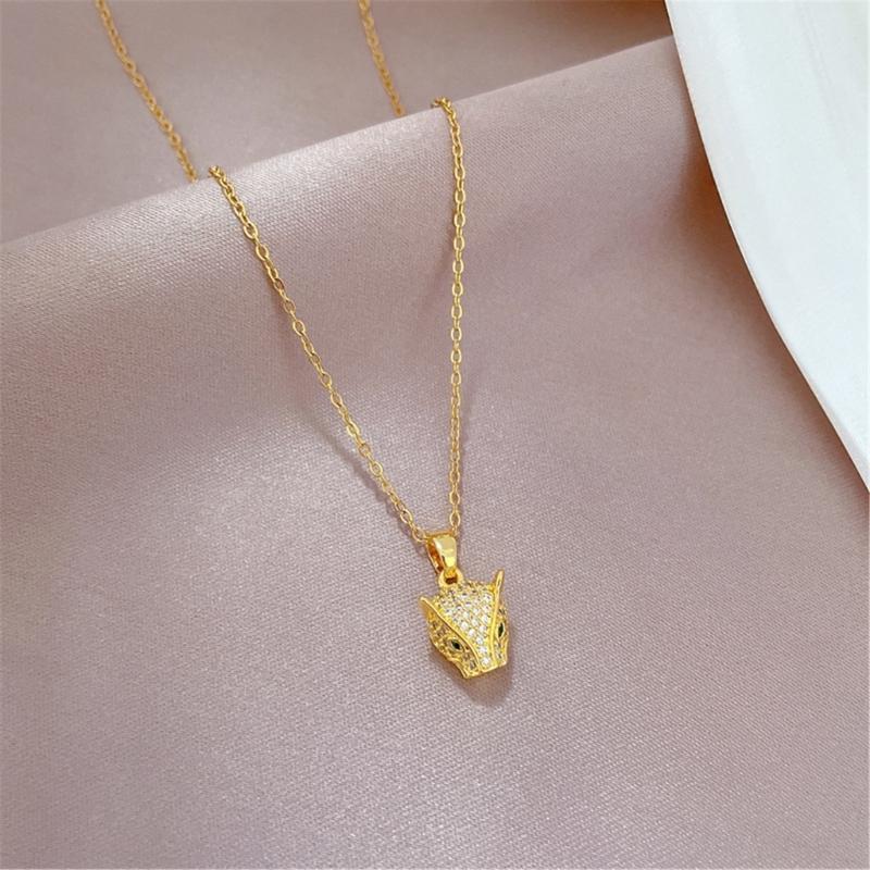 Practical Sturdy Steel Necklace And Earring Set Featuring Zircon Leopard Designs Fashion Accessory Party Supplies