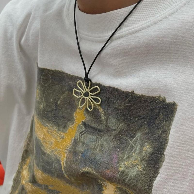 Elegant  Metal Hollow Flower Choker Neckband Collar Necklace Summer Choker Long Lace Up Necklace Fashion Y2K Jewelry