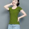 Women's Short Sleeve Crew Neck T Shirt Slim Fit Combed Cotton Spandex Solid Color Commuter Basic Summer Undershirt Top