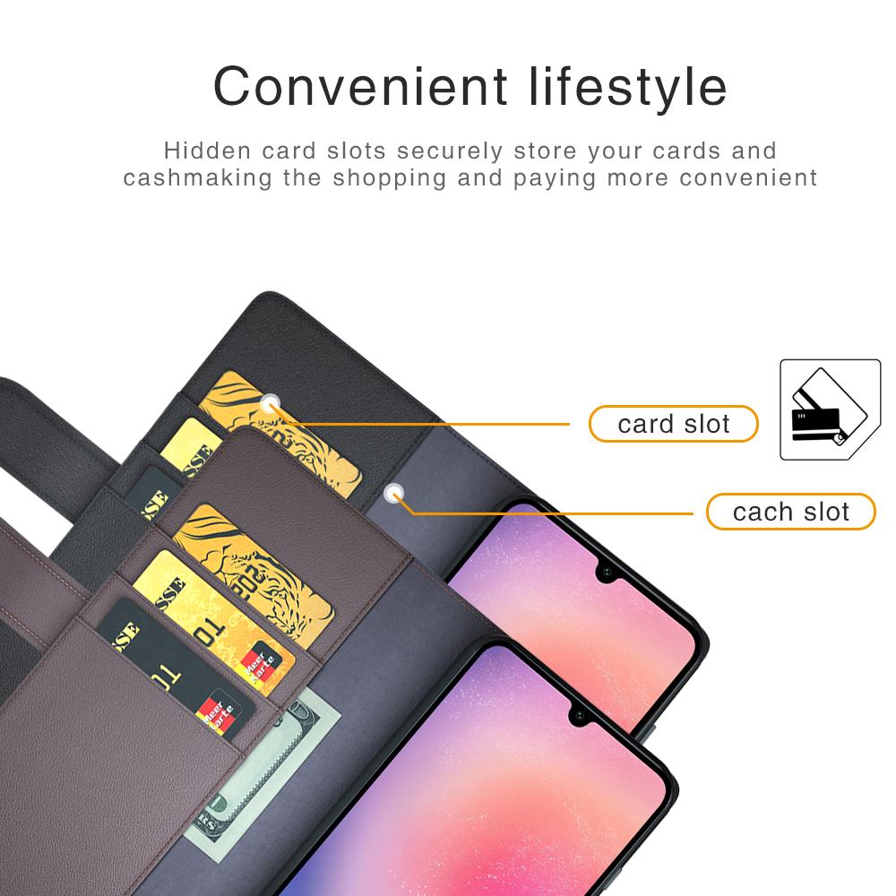 Für Samsung Galaxy A16 5G/A16 4G Hülle Echtes Spaltleder Handyhülle mit Brieftasche Ständer