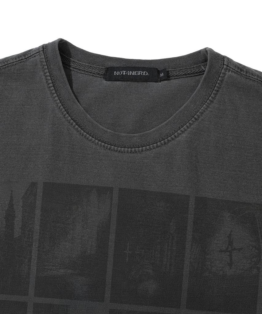 NOT4NERD Cathedral Afterimage Pigment Regular Fit T-Shirts - Charcoal