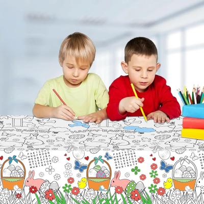 Zajączek Wielkanocny DIY Obrus do Kolorowania dla Dzieci Jednorazowy Papierowy Obrus na Imprezę Świąteczną Akcesoria na Imprezę Wielkanocną
