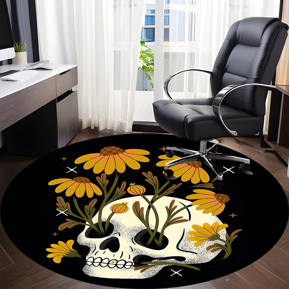 1pz Tappeto Rotondo Teschio per Ufficio, Tappetino Adatto per Ufficio, Sotto Sedie da Ufficio, Camera da Letto, Soggiorno, Decorazione per la Casa, Decorazione per la Stanza