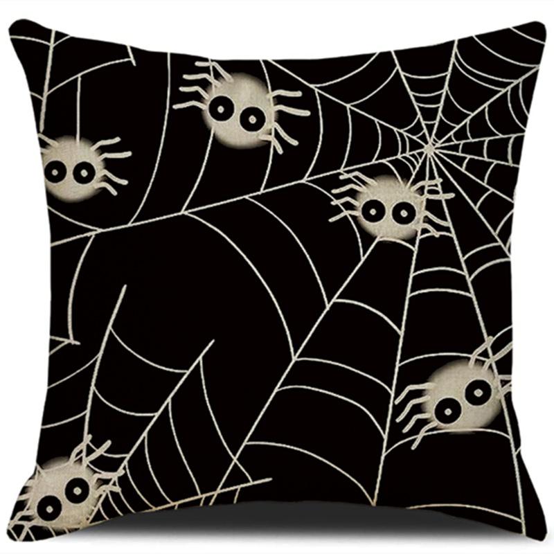 Black and White Letters Pumpkin Halloween Pillowcase Cartoon Spider Funny Ghost Festival Sofa Set Combination Pillowcase