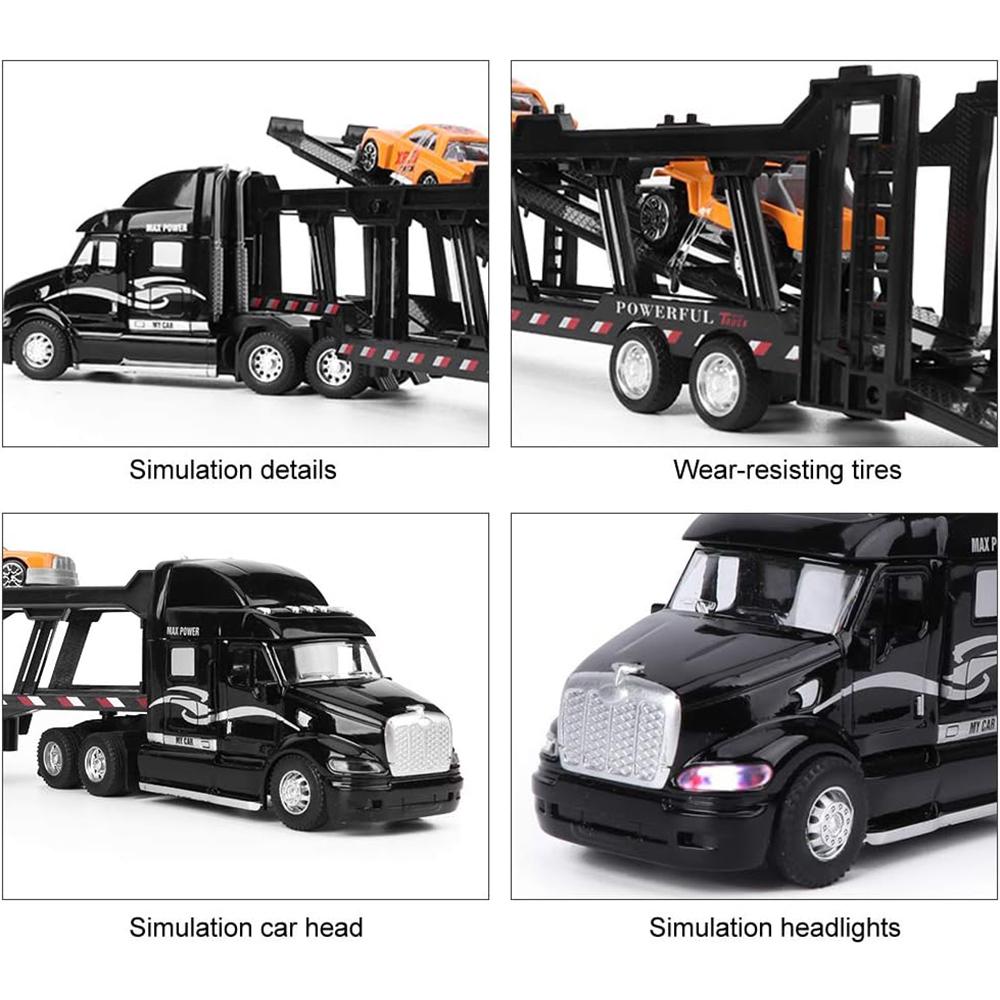 1/48 symulacja pojazdu transportowego odlewanego ciśnieniowo, aluminiowy model ciężarówki z lekkim efektem dźwiękowym, samochodzik-zabawka