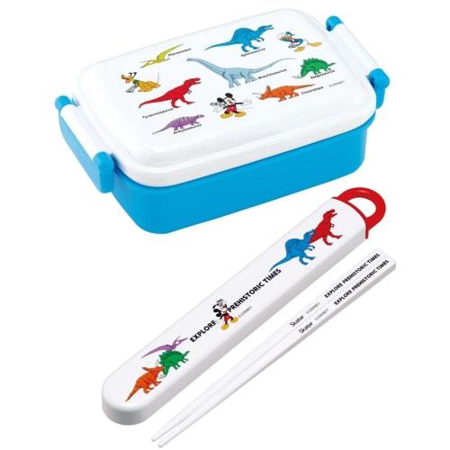 Skater Kids' Lunch Box, Single Tier, 450ml, Dome-Shaped, Disney Mickey Mouse & Friends Dinosaur Design, Antibacterial, Made In Japan (RBF3ANAG-A)