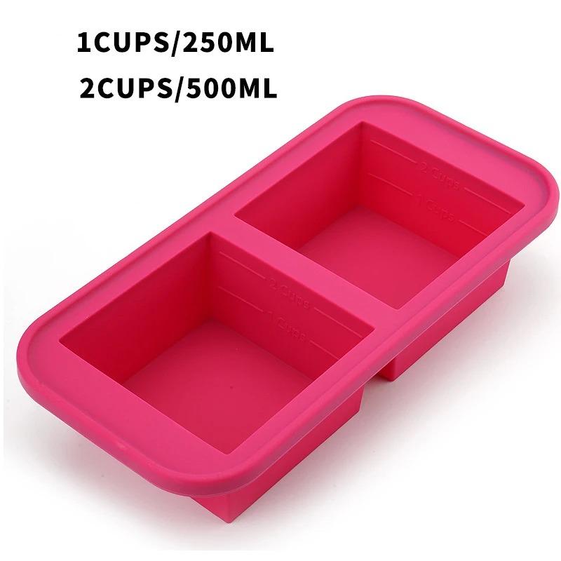 2/4/6-piece Silicone Freezer Tray Mold with Lid, Storage Box Food Box, Storage Containers for Soup, Broth, Meal Prep, Ice Cubes