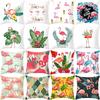 Housse de Coussin Décorative Flamant Rose Plantes Tropicales d'Été Feuilles Vertes Housse de Coussin à Jeter Housse de Coussin Flamant Rose