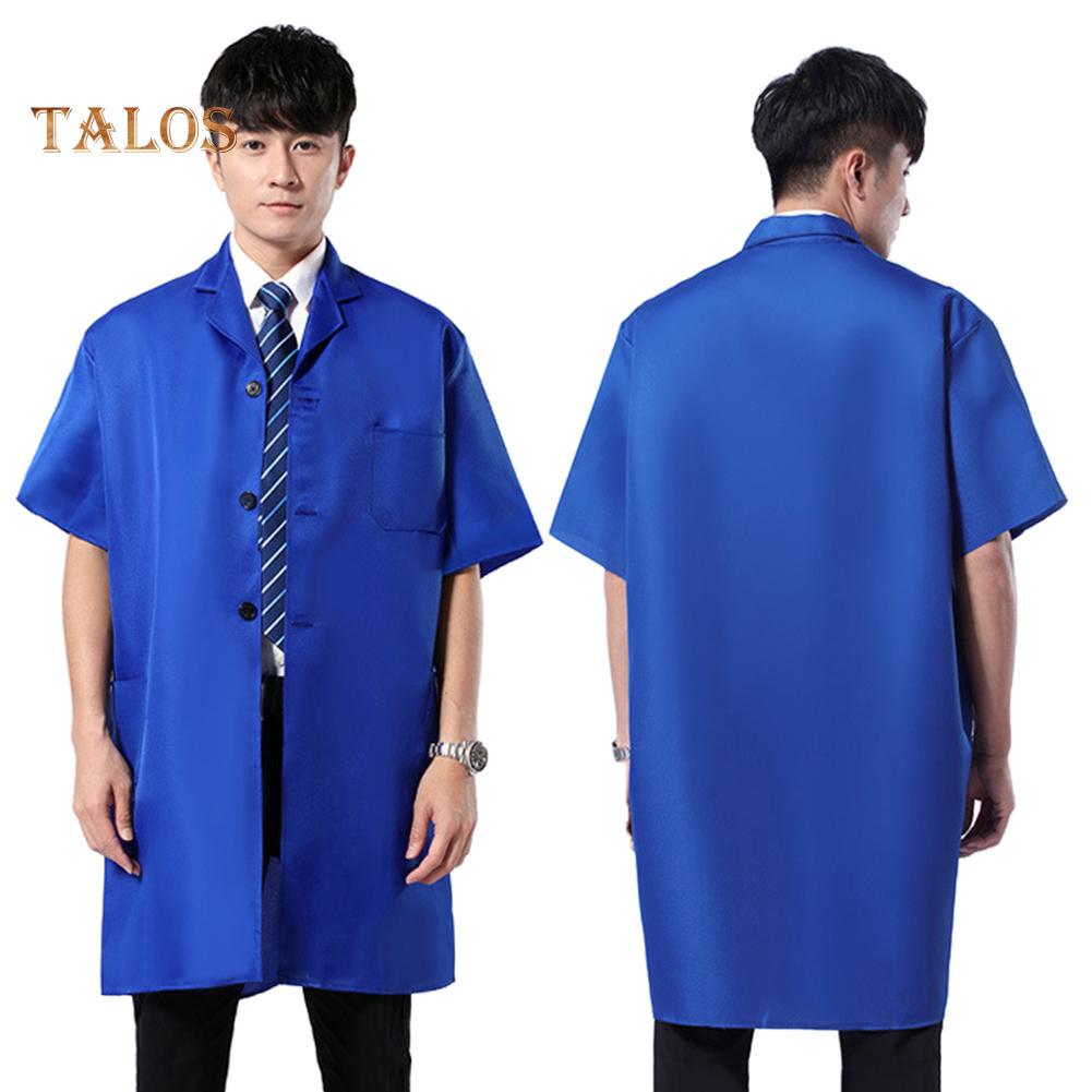 Staubdichte Herren-Laborkittel mit langen/kurzen Ärmeln, Knöpfen und Taschen, Arbeitskleidung für Herren