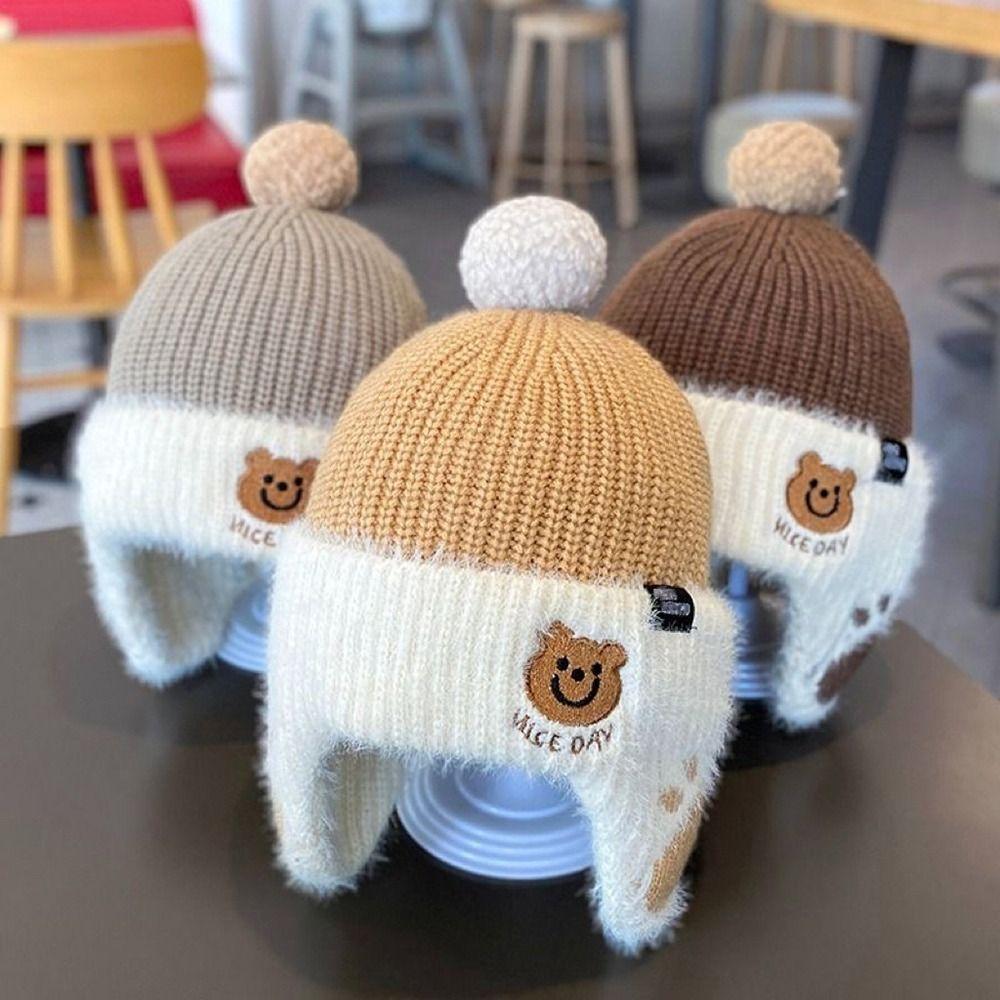 Wool Ear Protection Hat Soft Children Beanies Baby Wear Woolen Knitted Hats  Infant