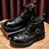 Handmade Punk Motorcycle Boots Men'S Leather Chelsea Boots British Martin Boots Cowhide Tooling Boots