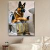 Unique Style Solid Canvas Humorous German Shepherd Dog Bathroom Wall Art, Indoor and Outdoor Home Decoration