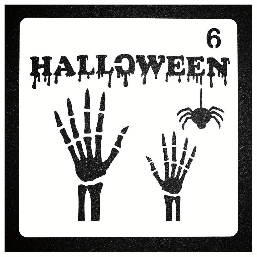 8pcs/set, 13*13cm/5.12*5.12 Inches, Holiday Model Handbook Templates, Halloween Templates, Skeleton Drawing Boards, Scrapbooking Decorations