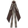 Vintage Brown Plaids Ribbon Bows Tie Brooch Pin for Women Girl Japanese Preppy Uniform Pre Tied Bowknot Corsage Necktie